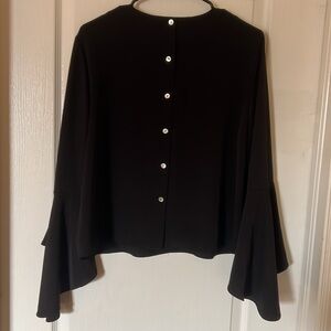 Black Flowy Long Sleeve Too w/ Back Buttons